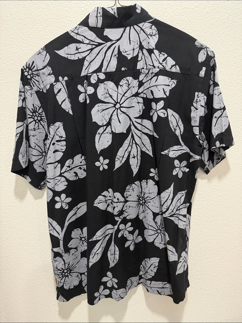 QuikSilver Black and White Floral Short-Sleeve Camp Shirt - Picture 2 of 3